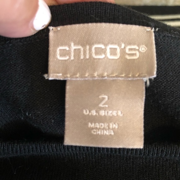 CHICOS STRIPED BUTTON-SLEEVE PULLOVER SWEATER / 2 - Picture 7 of 11